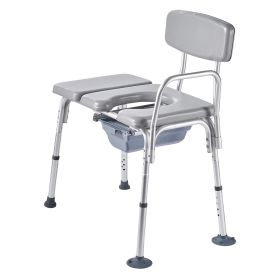 Bedside Commode Chair, 500 lbs Weight Capacity, 4-in-1 Portable Toilet and Raised Toilet Seat with Padded Seat and Backrest, Detachable 5L Bucket