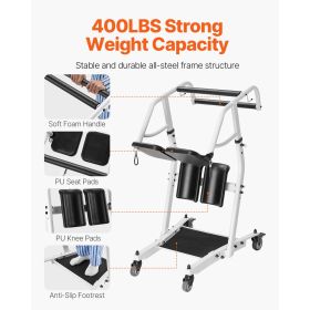 Stand Assist Patient Lift, Easy Sit-to-Stand Transfer Chair for Seniors Disabled - with Adjustable Knee Pads, PU Seat Pad & Lockable Wheels