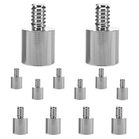 5 Core Mic Stand Adapter 12 Pieces 5/8 Female To 1/4 Inch Male Screw Thread Conversion Connector For Microphone Stands Boom Arms Camera Tripod - (Option: 58Maleto14FemaleScrew)