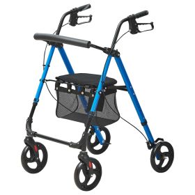 Rollator Walker for Seniors and Adult, Lightweight Aluminum Foldable Rolling Walker with Adjustable Seat and Handle (Color: Blue)